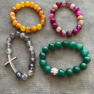 Set of 4 beaded bracelets - sold as a set only.